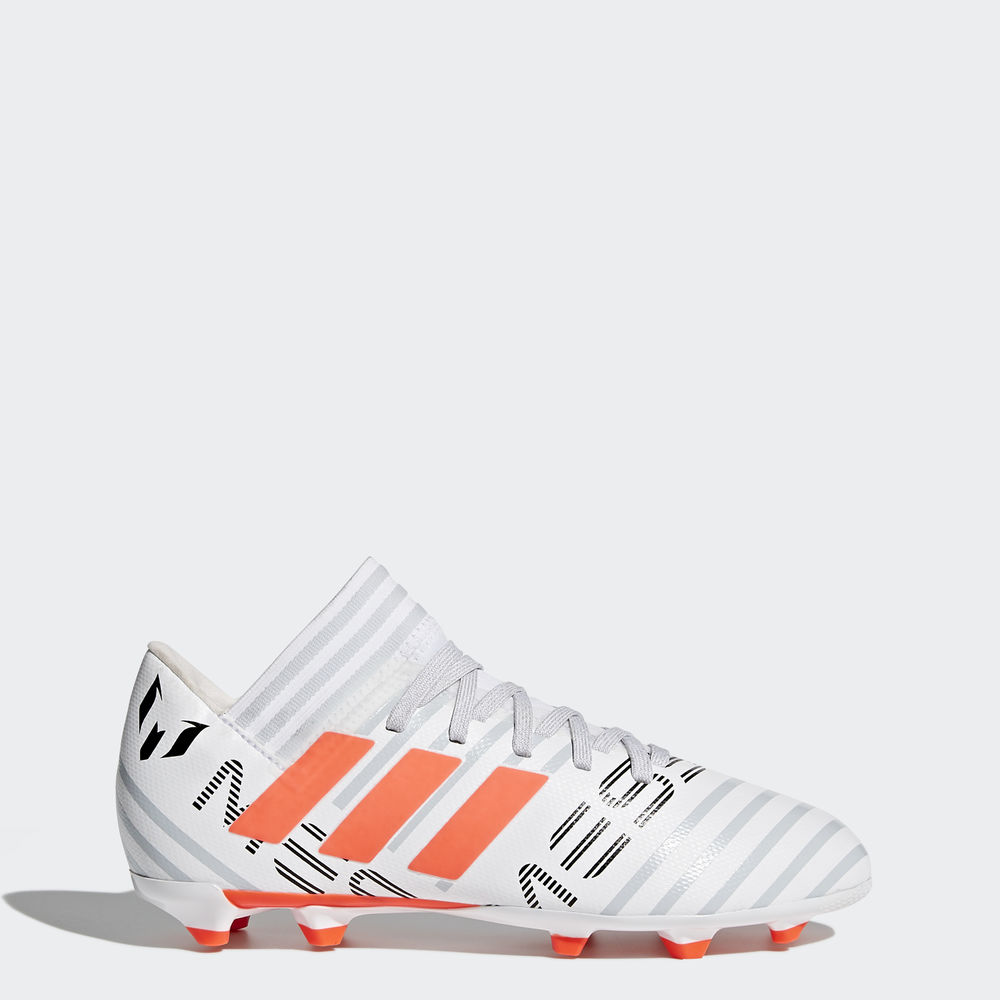 Adidas Nemeziz Messi 17.3 Firm Ground - ποδοσφαιρικα παπουτσια για αγορια - Ασπρα/Πορτοκαλι/Γκρι,Μέγ